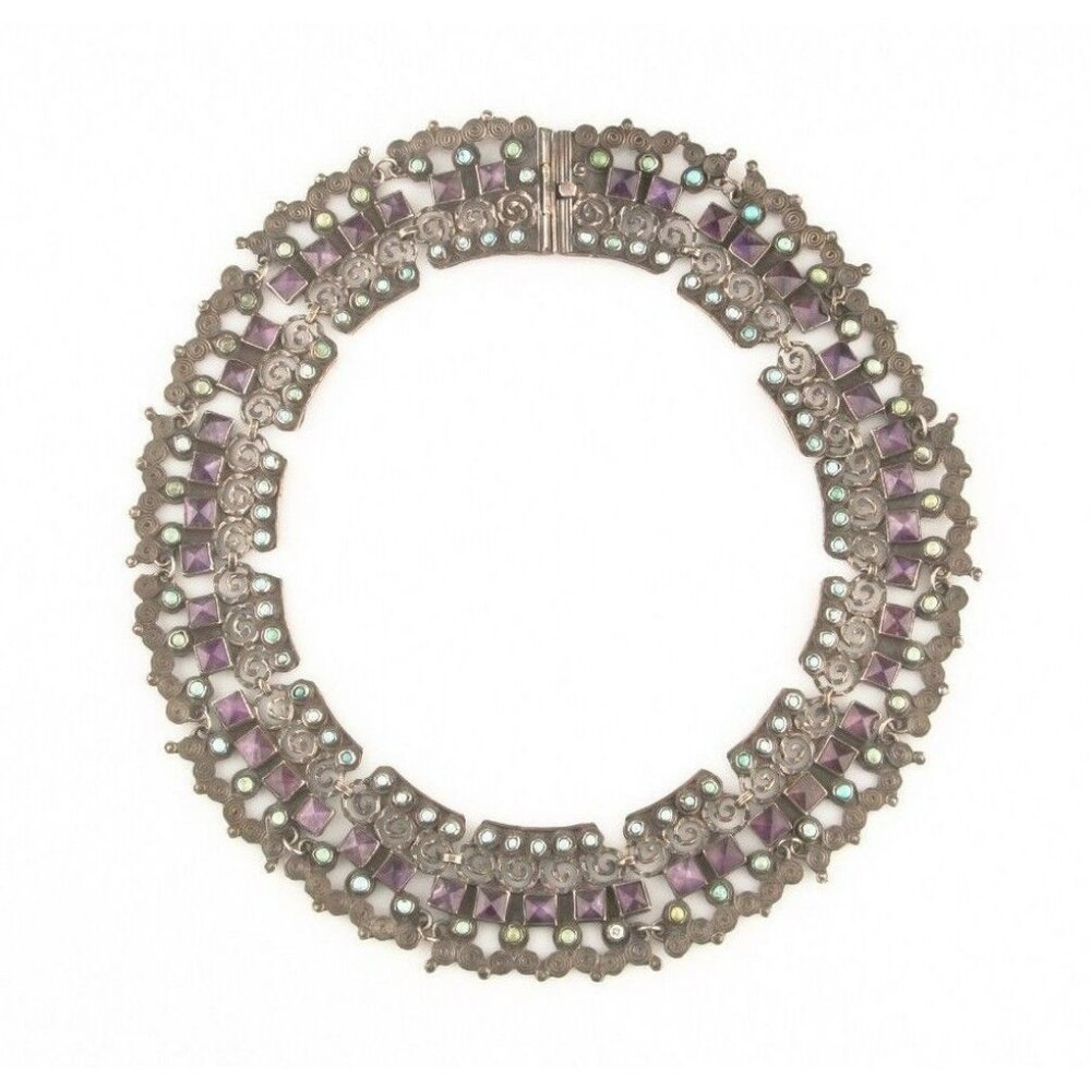 Stunning Mexico MR-39 Silver Amethyst & Turquoise Necklace and Bracelet Set